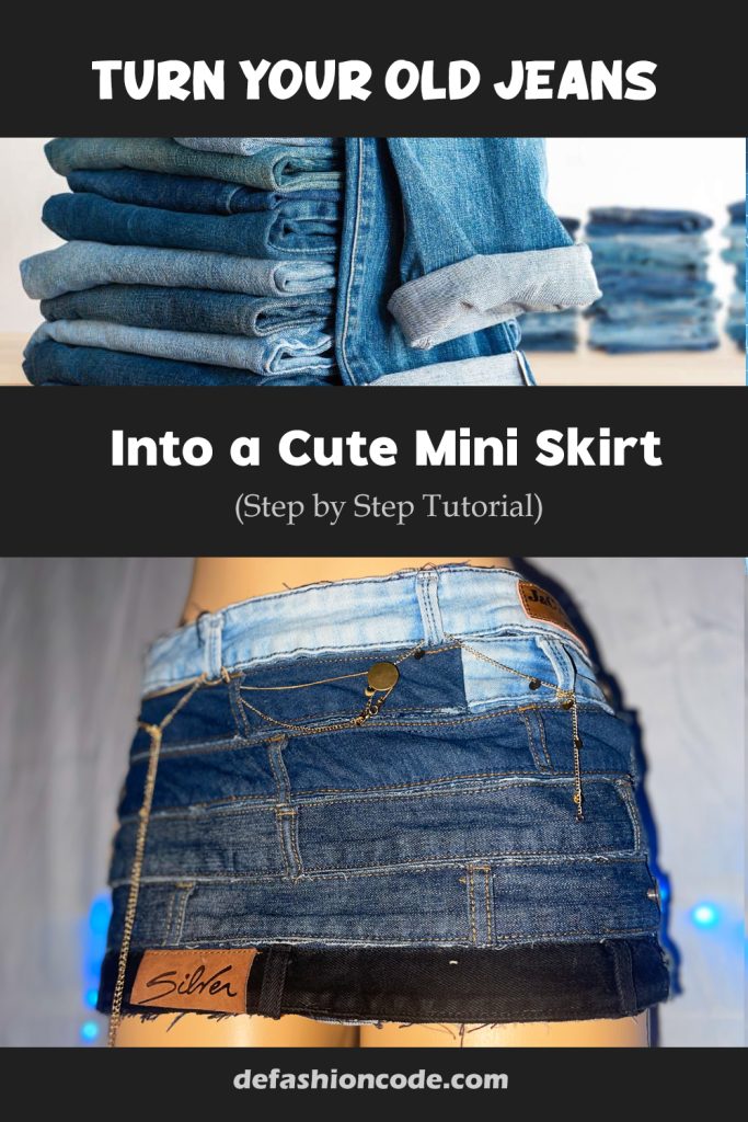 Turn your old jeans into mini skirt